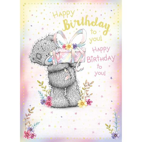 Happy Birthday Bear Holding Gift Me to You Bear Birthday Card £1.79